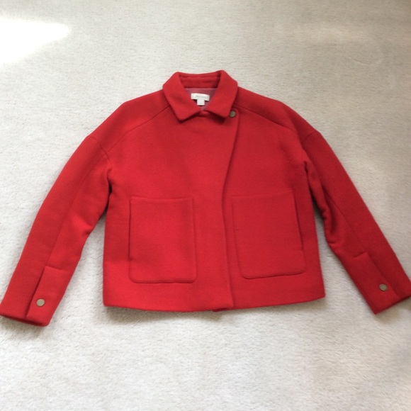 Stylish red wool, angora short winter jacket - Picture 5 of 8